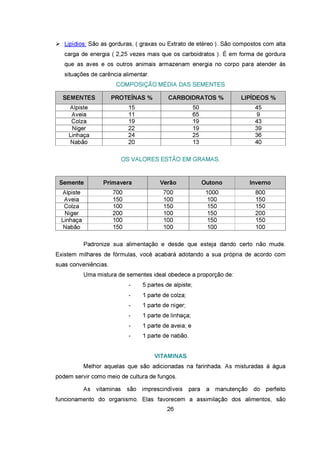 Vida e saude aspectos nutricionais das sementes
