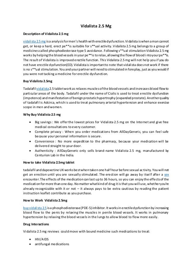 Tadalafil Vidalista 2.5 Mg