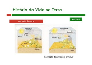 História da Vida na Terra
Formação da Atmosfera primitiva
ERA PRÉ-CÂMBRICA
4600 M.a.
 
