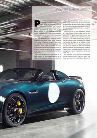 MOTOR 
EXPLORA 
NUEVOS CAMINOS 
El V6 diésel incorpora un compresor eléctrico que aumenta la potencia hasta 385 CV 
y acelera de 0 a 100 en 4 segundos. 
32 www.vidapremium.com 
 