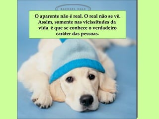 O aparente não é real. O real não se vê. Assim, somente nas vicissitudes da  vida  é que se conhece o verdadeiro caráter das pessoas. 