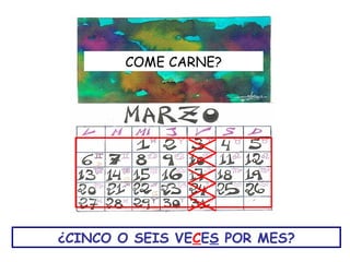 COME CARNE?




¿CINCO O SEIS VECES POR MES?
 