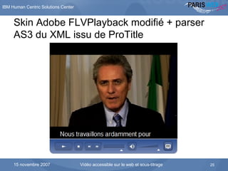 Skin Adobe FLVPlayback modifié + parser AS3 du XML issu de ProTitle 