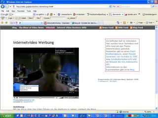 Video-Beispiele - Zukunft der Videowerbung XML Tags Ersetzen von lästigen Werbepausen Verknüpfung von Sendeinhalten, Produktinformation und Werbung Vordefinierte Klickflächen im Video für Werbung, Kommentar etc. Direkter Bezug zum Warenkorb möglich Beispiel:  Sixt / Spreadshirt 
