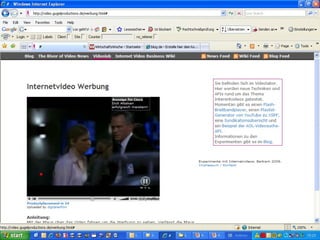 Video-Beispiele - Zukunft der Videowerbung XML Tags Ersetzen von lästigen Werbepausen Verknüpfung von Sendeinhalten, Produktinformation und Werbung Vordefinierte Klickflächen im Video für Werbung, Kommentar etc. Direkter Bezug zum Warenkorb möglich Beispiel:  Sixt / Spreadshirt 