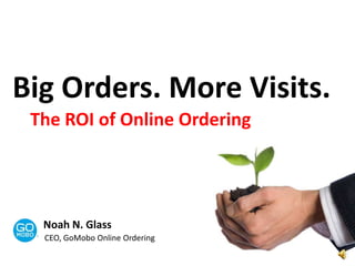 Big Orders. More Visits.  The ROI of Online Ordering Noah N. Glass CEO, GoMobo Online Ordering 