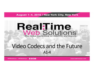 Video	
  Codecs	
  and	
  the	
  Future	
  
A1-­‐4	
  
 