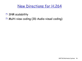 New Directions for H.264 SNR scalability Multi-view coding (3D Audio-visual coding) 