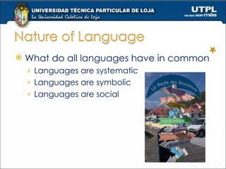 What do all languages have in common Languages are systematic Languages are symbolic Languages are social 