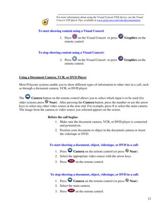 Visual Concert Polycom Video Conferencing Equipment Guide | PDF