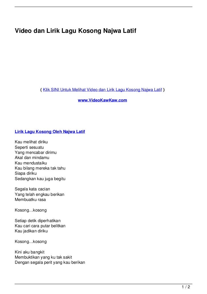 Video dan Lirik Lagu Kosong Najwa Latif Video dan Lirik Lagu Kosong Najwa Latif