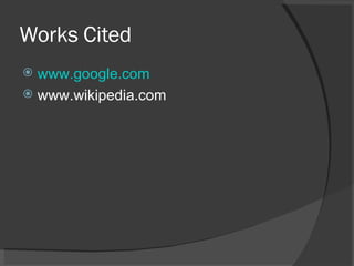 Works Cited www.google.com www.wikipedia.com 