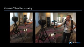 Livestreamingpipeline (ecosystem)
camera rig / recording
stitching software / processing
encoding / hosting
CDN/ delivery
...