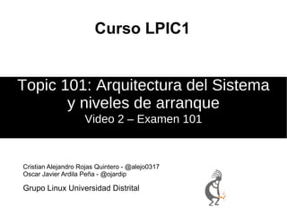 Curso LPIC1 Video 2 – Examen 101 Topic 101: Arquitectura del Sistema y niveles de arranque ,[object Object],[object Object]