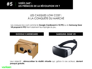 VIDÉO 360º :
LES PRÉMICES DE LA RÉVOLUTION VR ?#5
Les casques low cost comme le Google Cardboard à 10,99$ ou le Samsung Ge...