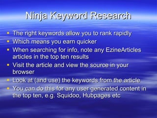 Ninja Keyword Research ,[object Object],[object Object],[object Object],[object Object],[object Object],[object Object]