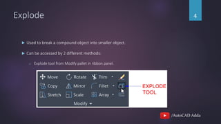 Tutorial 9 - Align, Explode, and Fillet command in AutoCAD. | PPT