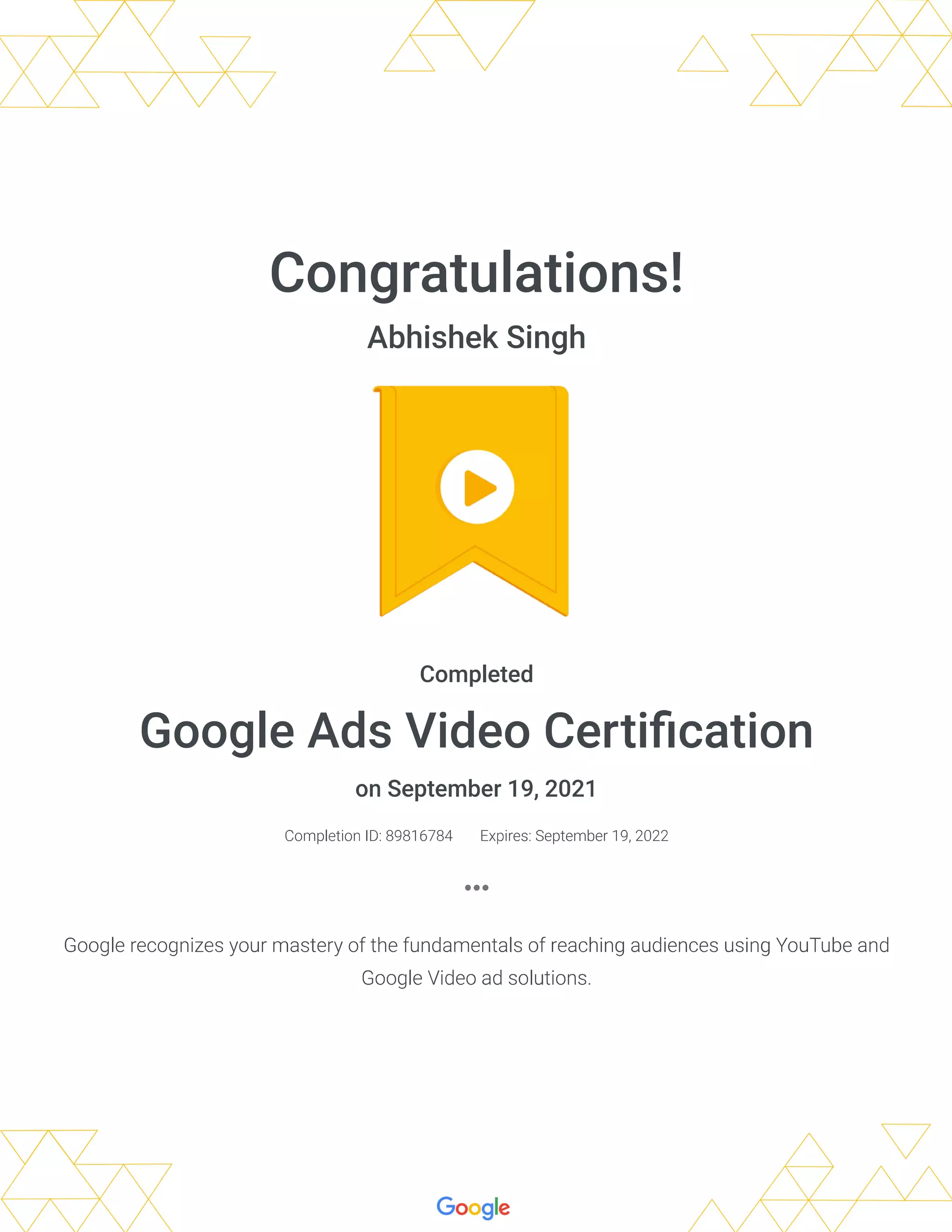 Video ads Certification -Google | PDF