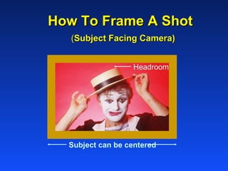 How To Frame A Shot   ( Subject Facing Camera) Subject can be centered   Headroom 