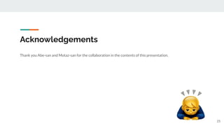 Acknowledgements
Thank you Abe-san and Motaz-san for the collaboration in the contents of this presentation.
25
 