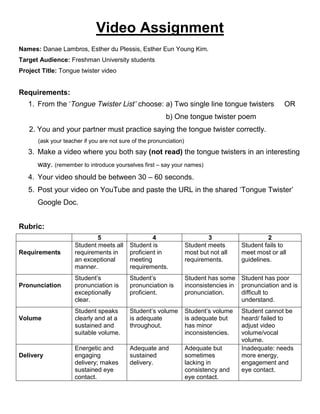 Video assignment educ932 | DOCX