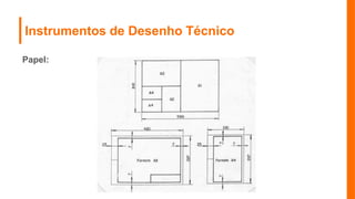 Instrumentos de Desenho Técnico
Papel:
 