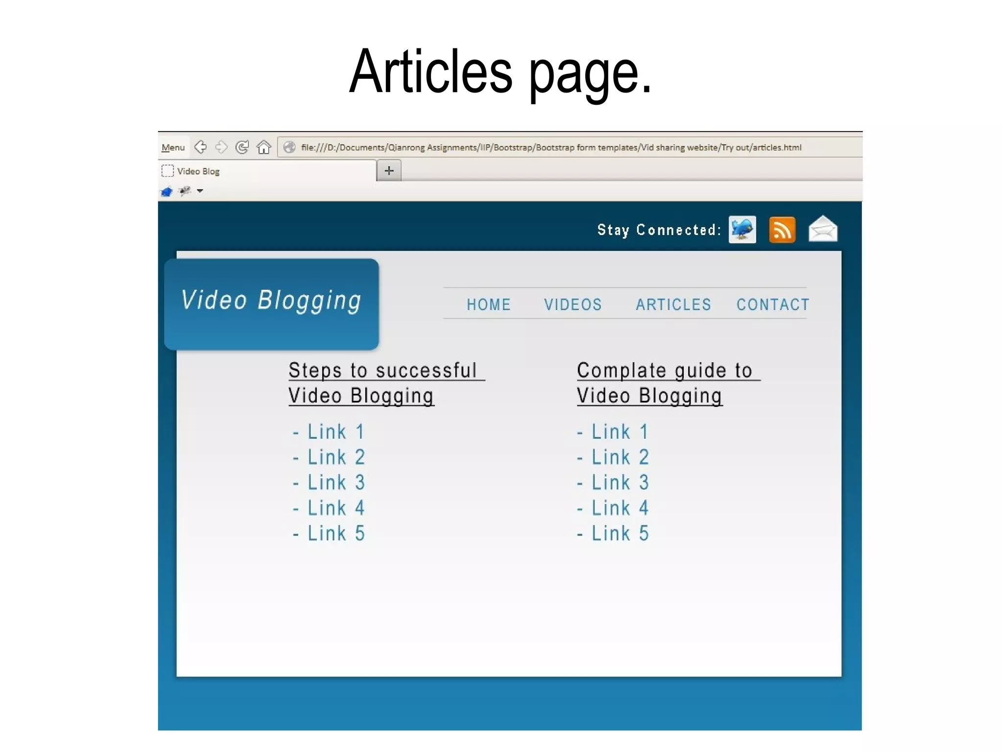 Articles page.

       When user clicked on one of the
       links, it will lead to the website as
       shown below.
 