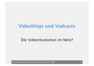 Videoblogs Und Vodcasts Bertram Gugel