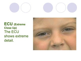 ECU (Extreme
Close Up)
The ECU
shows extreme
detail.
 