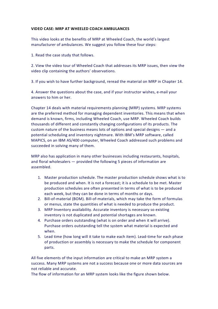 How did the new computer system for mrp helped wheeled coach manage its inventory? picture