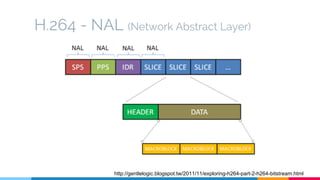 H.264 - NAL (Network Abstract Layer)
http://gentlelogic.blogspot.tw/2011/11/exploring-h264-part-2-h264-bitstream.html
 