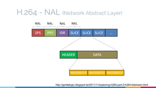 H.264 - NAL (Network Abstract Layer)
http://gentlelogic.blogspot.tw/2011/11/exploring-h264-part-2-h264-bitstream.html
 