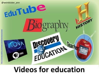 http://i.learning.snagfilms.com/images/uploads/learning-top-10.png
                                                                                            @weirdsister_ann




Videos for education
 