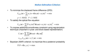 197
Motion Estimation Criterion
 