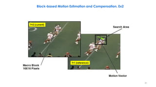 81
Block-based Motion Estimation and Compensation, Ex2
T=2 (current)
T=1 (reference)
 