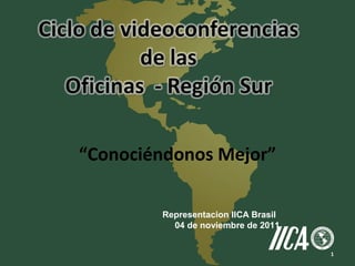 “Conociéndonos Mejor”
Representacion IICA Brasil
04 de noviembre de 2011
1
 
