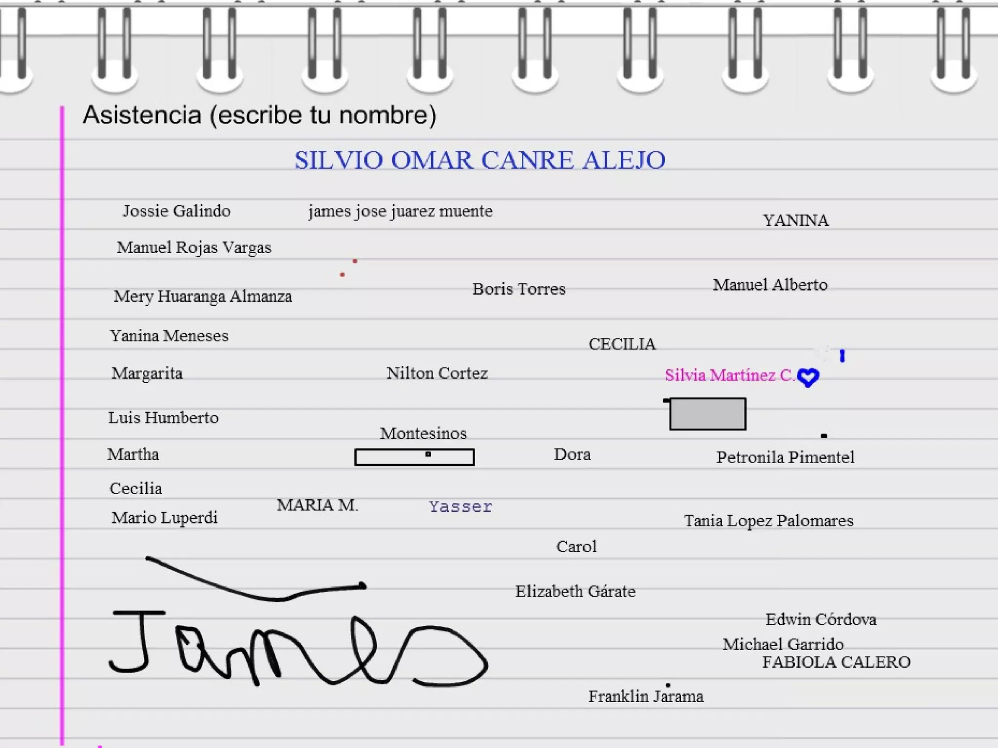Asistencia (escribe tu nombre)