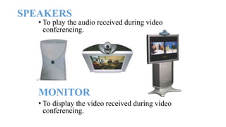 • To play the audio received during video
conferencing.
MONITOR
• To display the video received during video
conferencing.
SPEAKERS
 