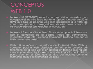 la web 1.0, la web 2.0 y la web 3.0