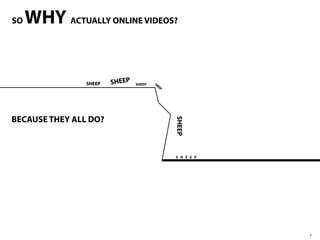 SO   WHY ACTUALLY ONLINE VIDEOS?


                SHEEP   SHEEP   SHEEP   SH
                                          EE
                                             P




BECAUSE THEY ALL DO?




                                                 SHEEP
                                                 S H E E P




                                                             7
 