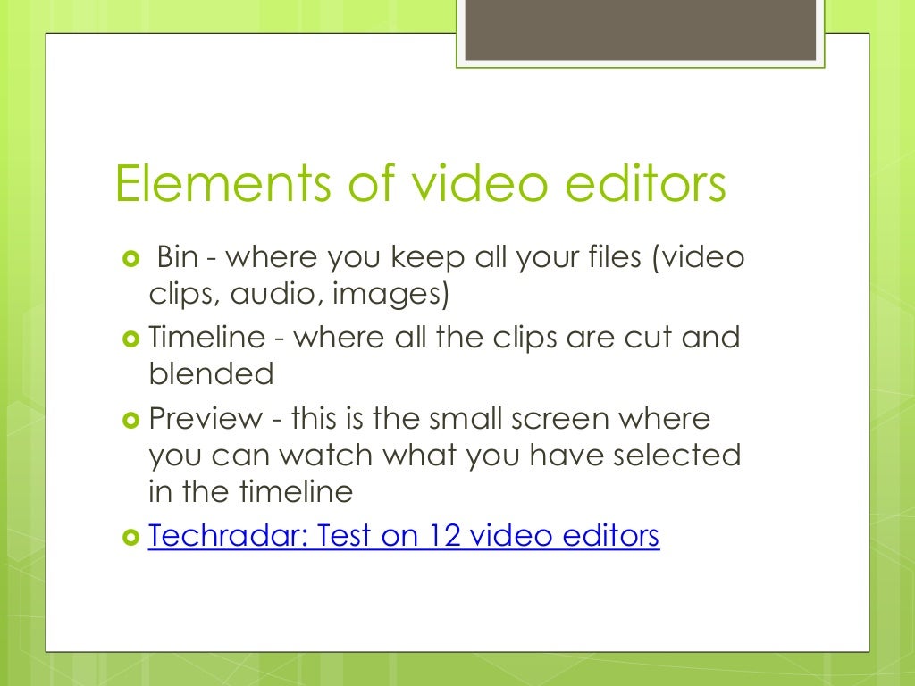 Video editing presentation