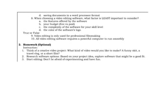 Video editing PowerPoint Presentation Grade 8