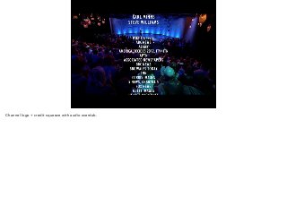 Channel logo + credit squeeze with audio overdub. 
 