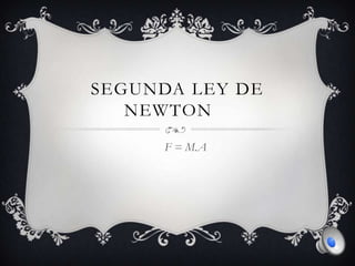 Segunda LEY DE NEWTON	 F = M.A 