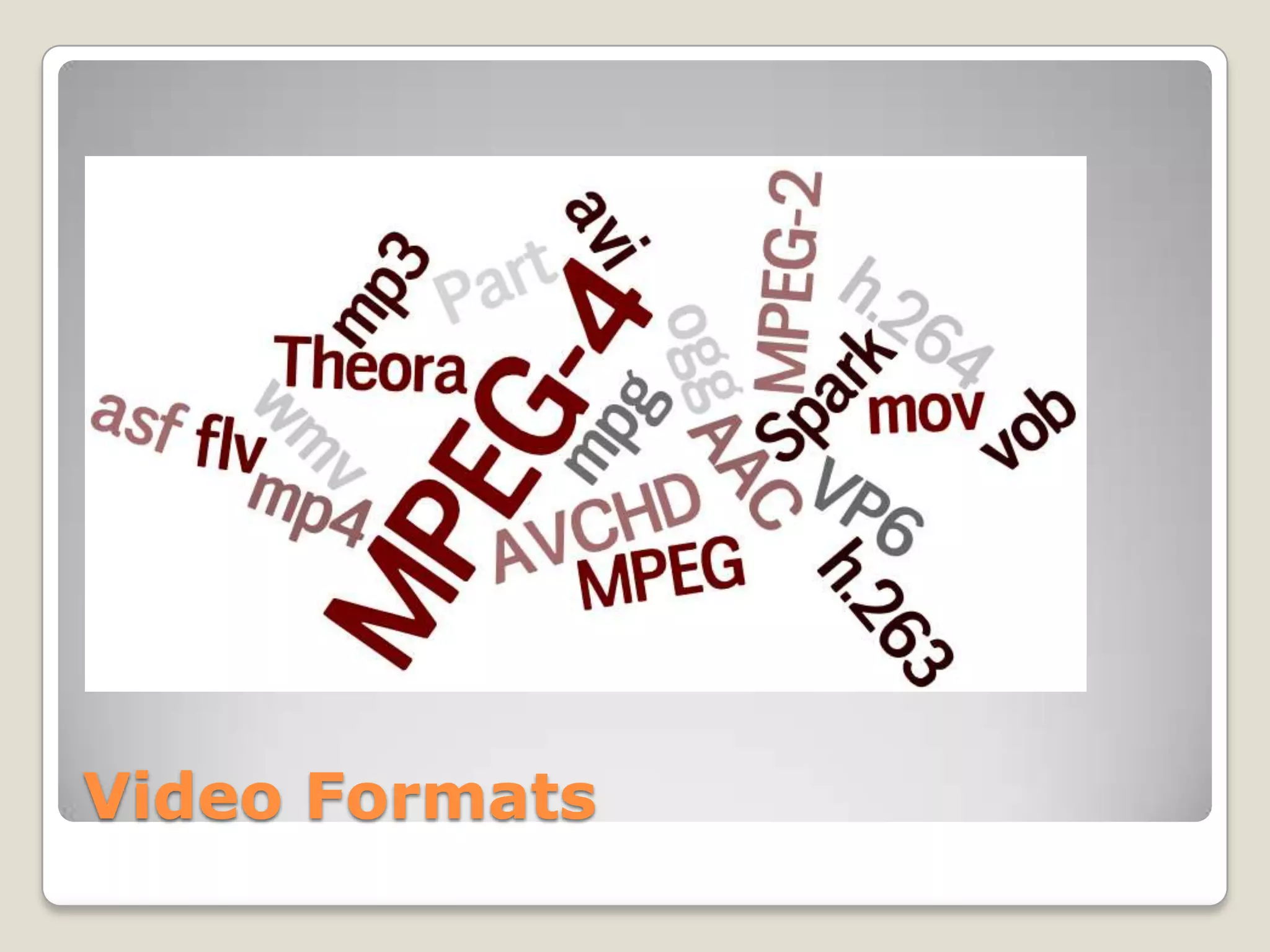 Video Formats
 