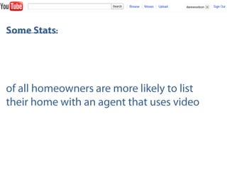 Some Stats:<br />73%<br />of all homeowners are more likely to list their home with an agent that uses video<br />
