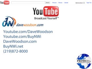 Youtube.com/DaveWoodson
Youtube.com/BuyNWi
DaveWoodson.com
BuyNWi.net
(219)872-8000
 