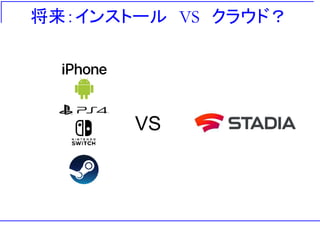 将来：インストール VS クラウド？
VS
 