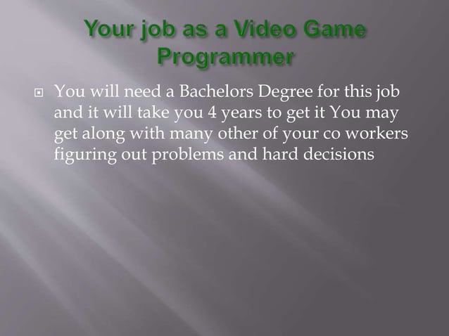 Video Game Programmer | PPT