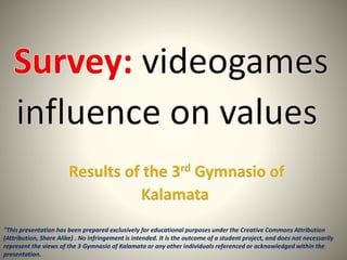 "This presentation has been prepared exclusively for educational purposes under the Creative Commons Attribution
(Attribution, Share Alike) . No infringement is intended. It is the outcome of a student project, and does not necessarily
represent the views of the 3 Gymnasio of Kalamata or any other individuals referenced or acknowledged within the
presentation.
 